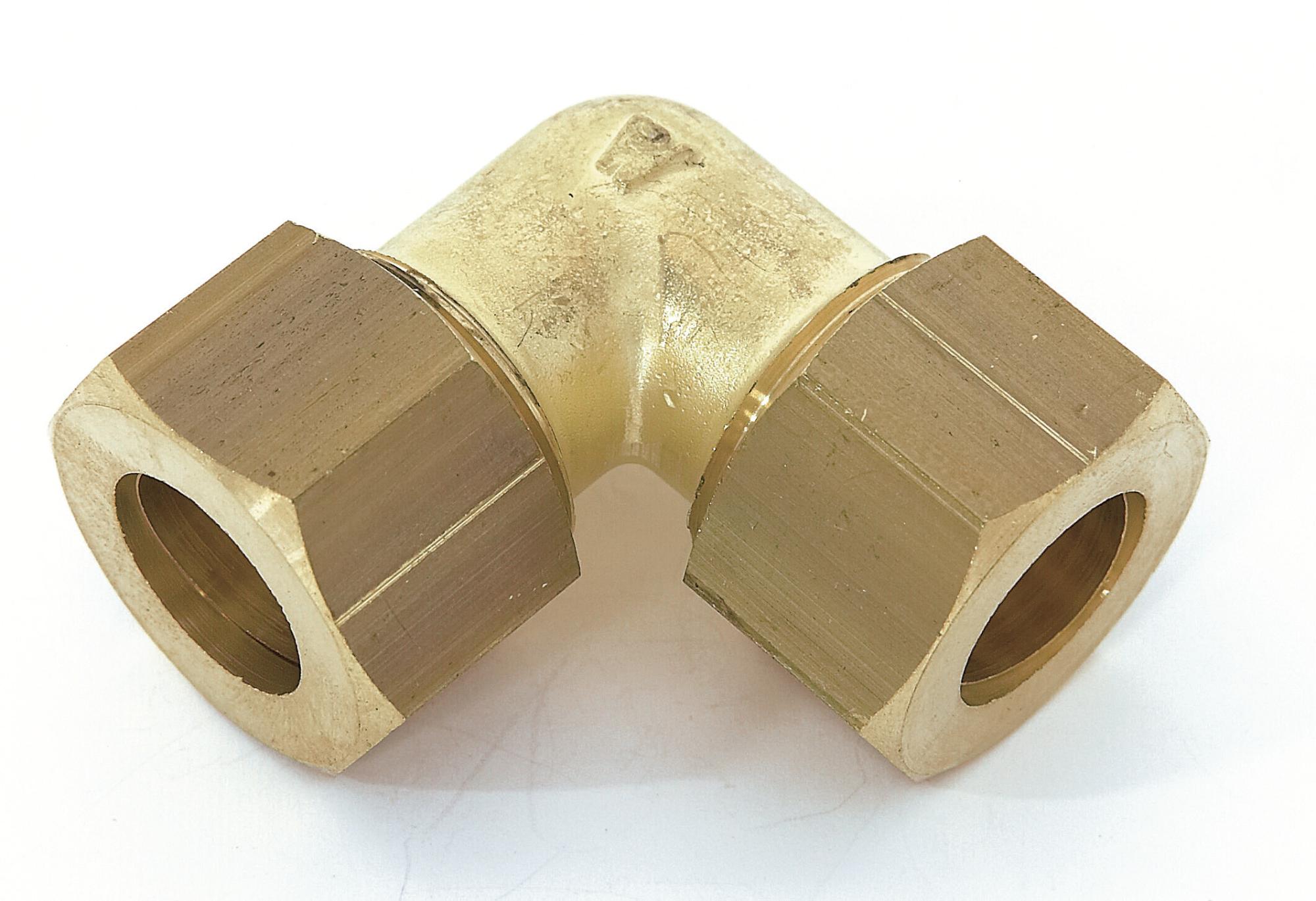 Raccord laiton 2 pièces coude 90° à joint plat écrou 6/20- tube cuivre 22  1268-22