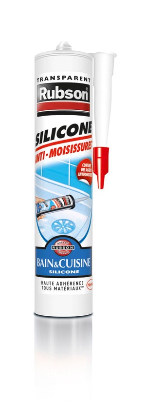 Mastic silicone Bain & cuisine séchage rapide 1h transparent Rubson 280ml