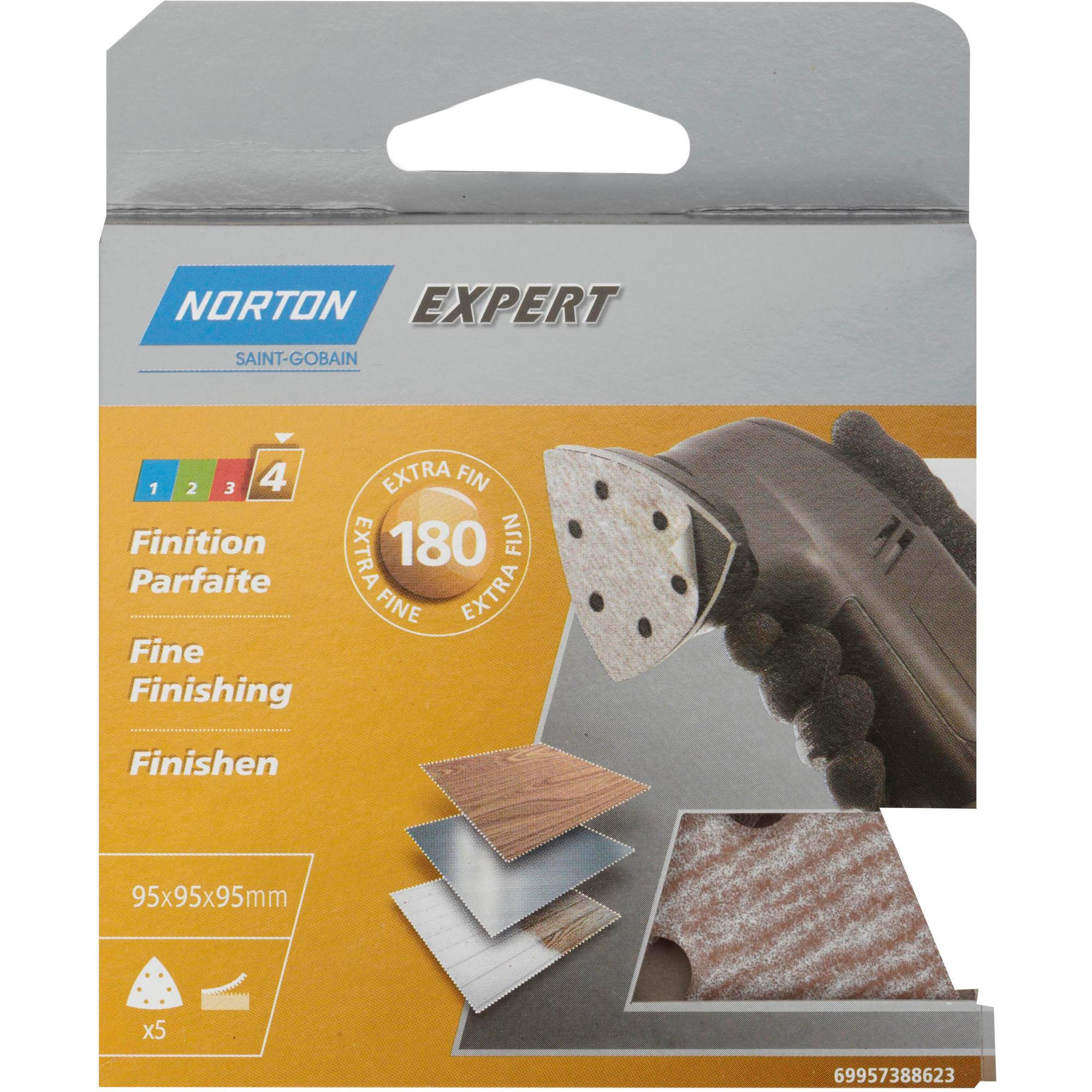 Norton Lot De 14 Patins Delta Expert 95 Mm Grain 180 - Abrasifs Auto-agrippants Perforés Pour Bois, Peinture Et Métal