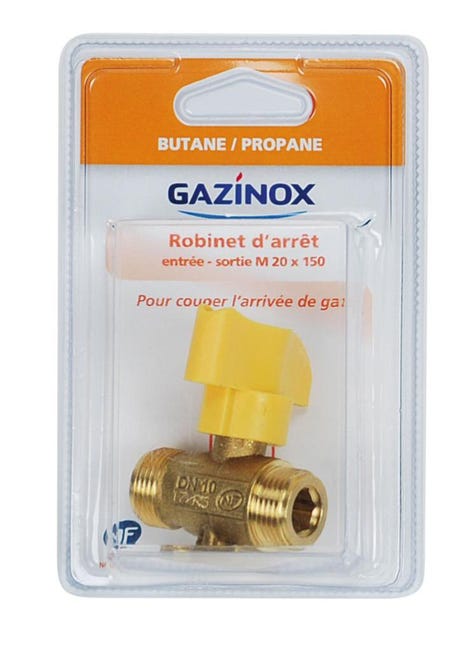 Robinet d'arrêt pour gaz butane / propane 1/4 de tour, GAZINOX