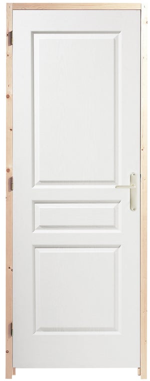 Bloc porte intérieur blanc 83x204 avec bâti et poignées - Appartement témoin