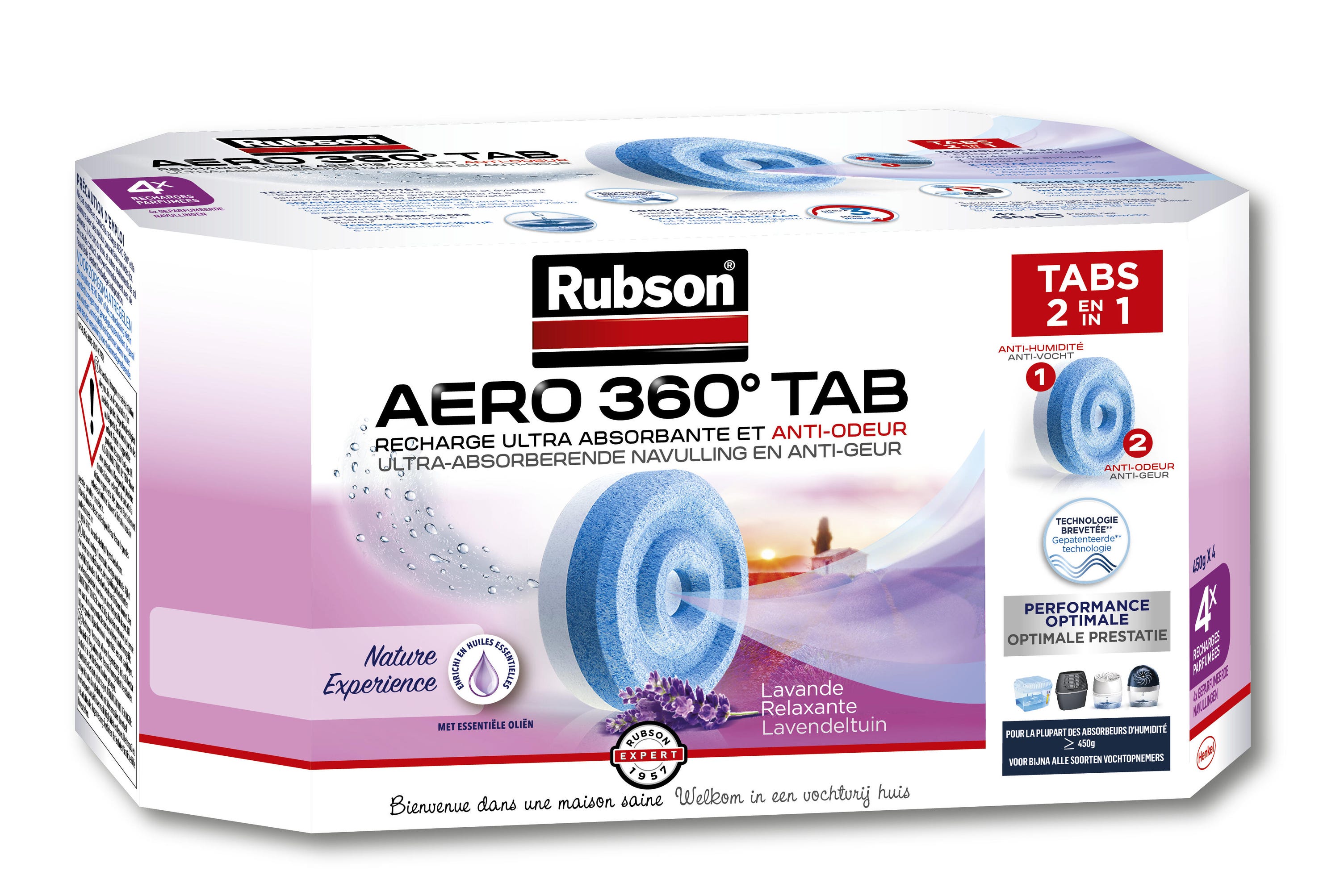 Lot de 4 recharges tablette pour absorbeur d'humidité RUBSON Aéro