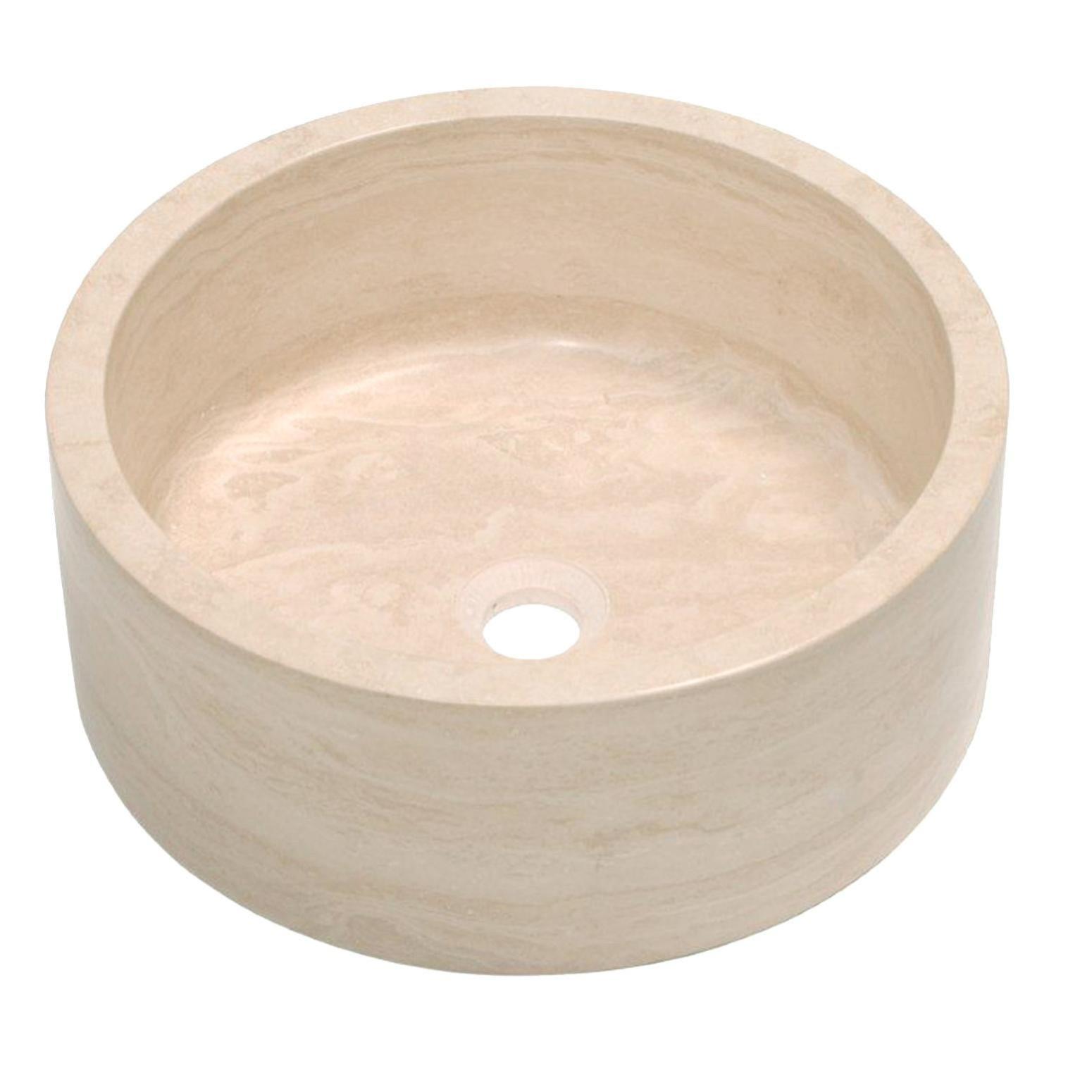 Vasque à poser travertin rond Diam.40.6 cm blanc | Leroy Merlin