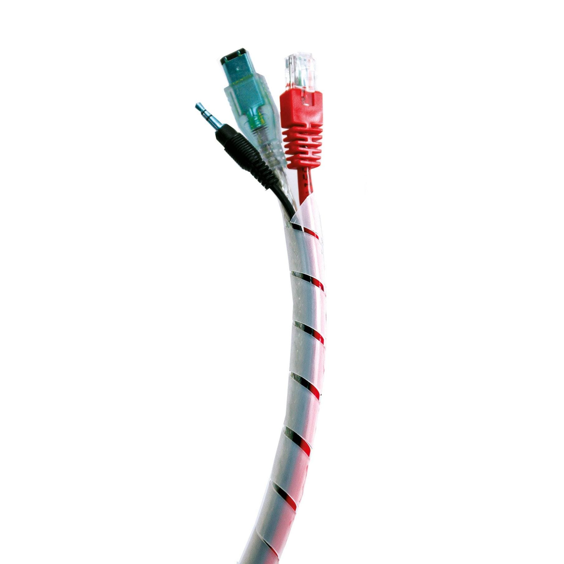 BuxiuGK Gaine Range Cable Spirale Tube,Spirale Câble Flexible Tube  28mm*2m,pour Câble D'ordinateur,avec Fil à la Maison ou au Bureau,Blanc