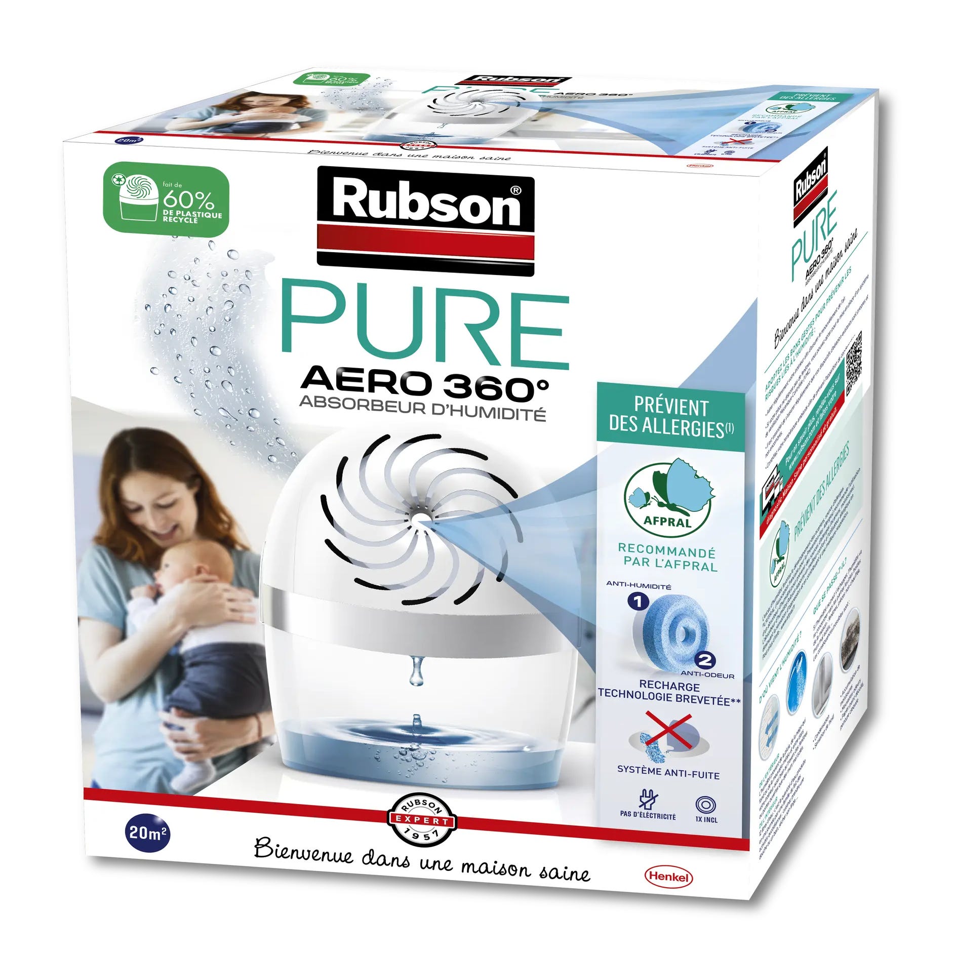 Absorbeur sensation pure neutre 3en1 anti humidité odeurs moisissures RUBSON