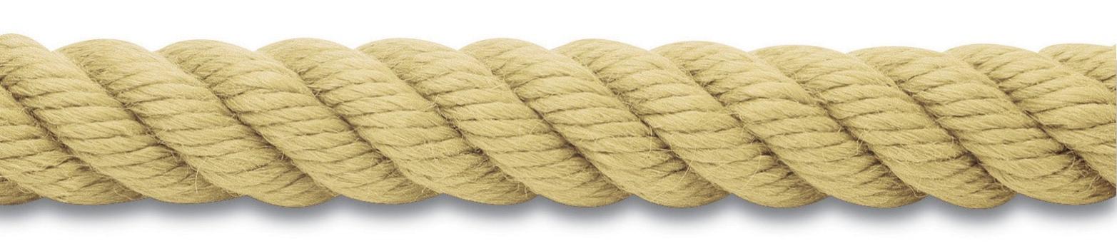Corde Artisanale Coton Torsadé Zaplyte 35 Pieds Beige 3 Brins Avec Ruban