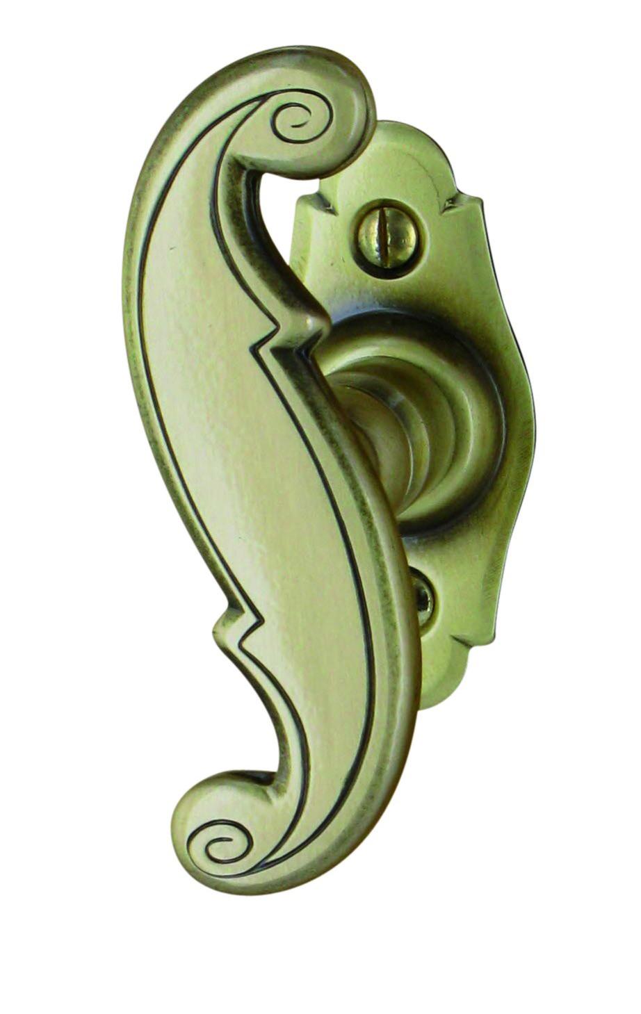 Poignée Fenêtre Laiton Patiné Antikas - 7,5x5,5 Cm - Style Ancien
