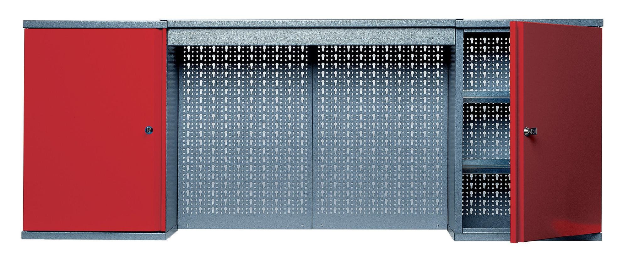 Etabli de mécanicien KUPPER, 240 cm, gris, 6 tiroirs et 2 portes