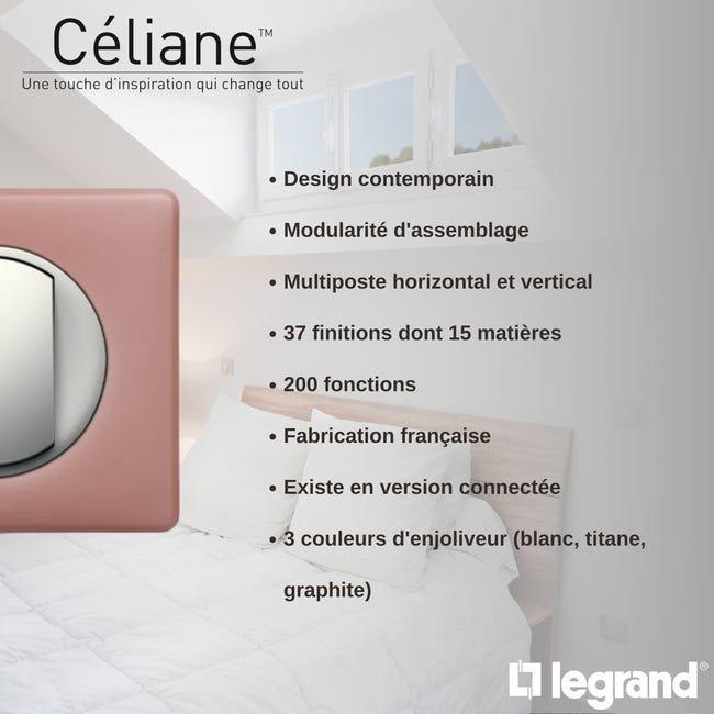 Quadruple prise Surface Céliane graphite - Plaque Craie LEGRAND