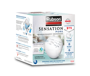 Rubson Absorbeur d'Humidité Sensation Pure Efficace contre les Allergies  avec un Lot de 2 Recharges Parfumées Sensation Energy
