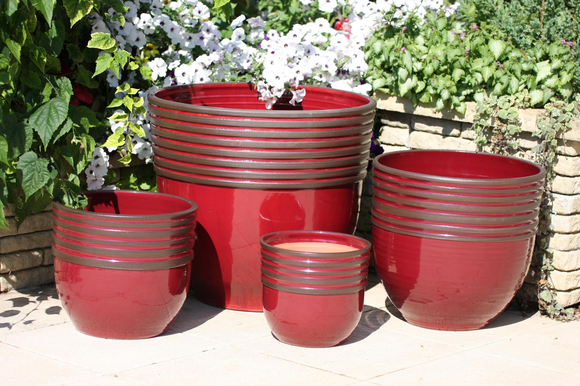 Pot terre cuite émaillée CLAIR DE TERRE Diam.27 x H.24 cm multicouleur