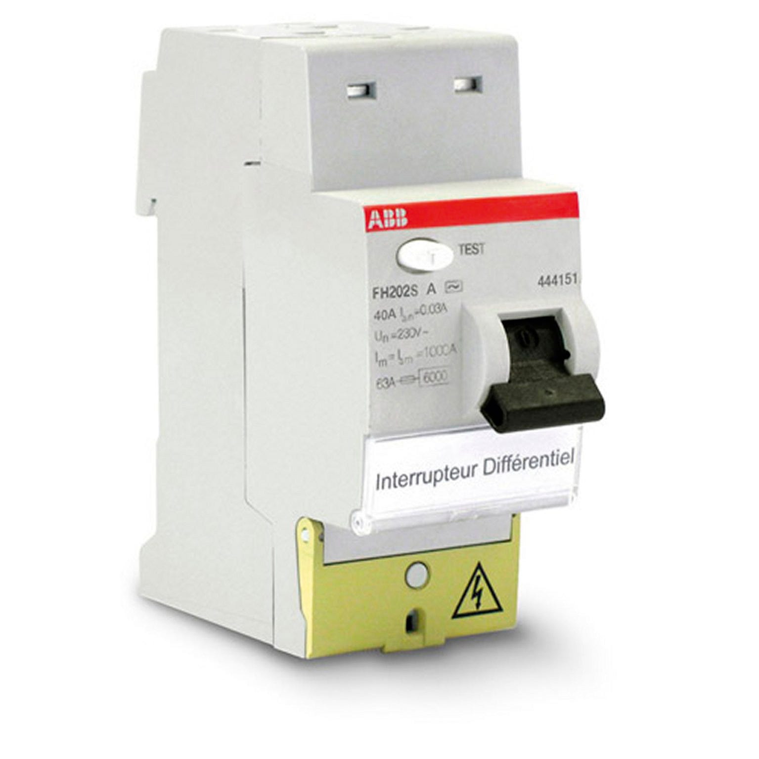 Inter Différentiel Type A Ou Ac Interrupteur différentiel ABB, 30 mA 40 A A | Leroy Merlin
