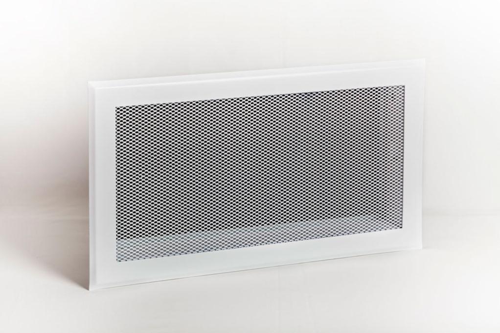 Grille décompression air chaud hotte/cheminée precadre, 345 x 195 cm blanc