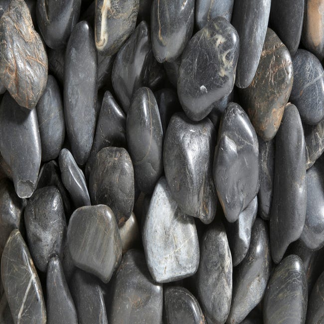 Galets pierre naturelle noir Zen 50/70mm, 25 kg