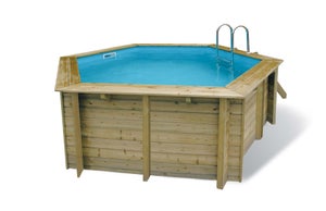 Habitat et Jardin Piscine bois rectangle Panama - 6.20 x 4.10 x 1.45 m pas  cher 