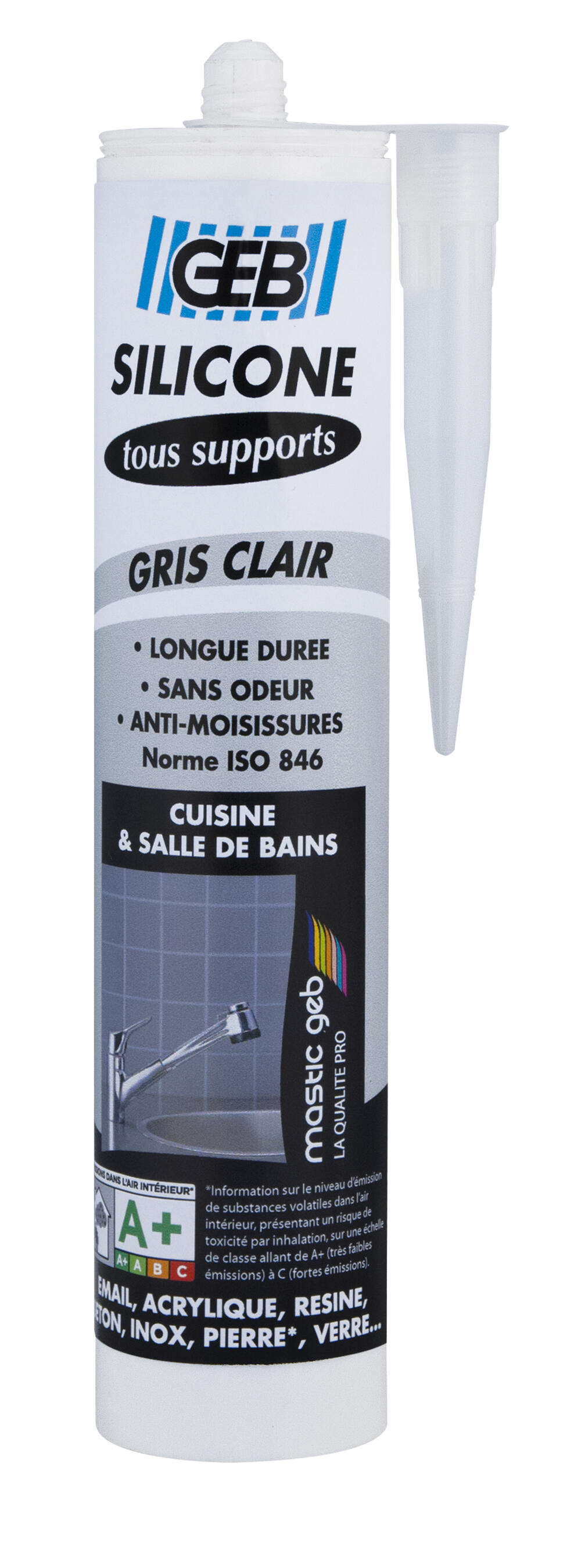 Silicone GEB tous supports cartouche 280ml - Gris anthracite