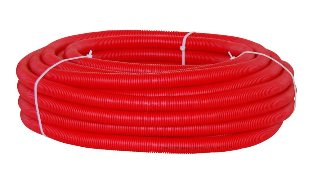 Tube cuivre gainé PVC rouge de 6 x 8 mm en couronne de 50 mètres