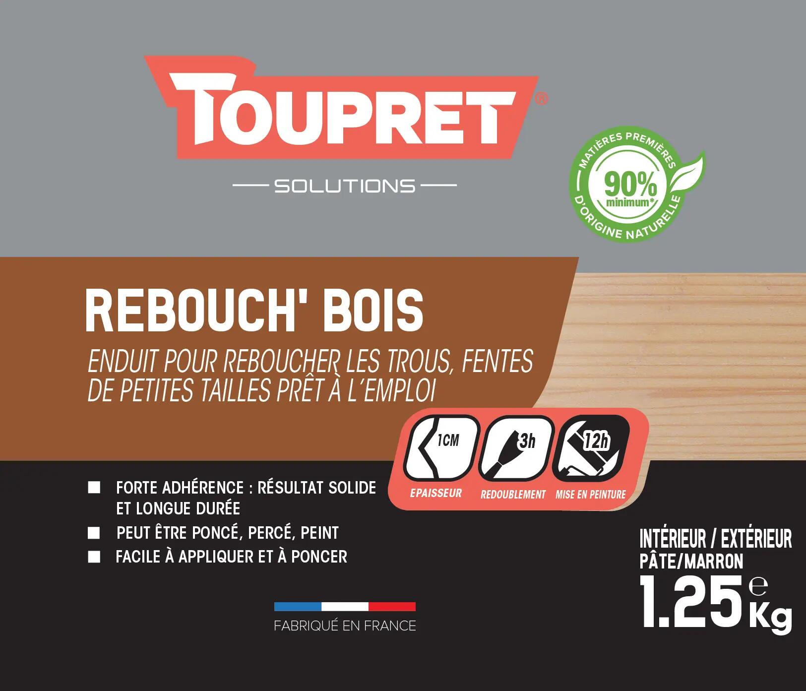 Enduit Rebouche bois pâte 1,5 kg chène naturel - TOUPRET