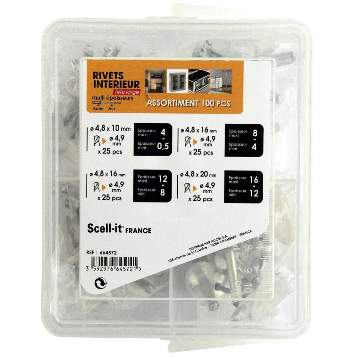 Lot De 100 Rivets En Acier Moyen (type T4) - Neuf, Pour Bricolage, Sellerie, Réparation