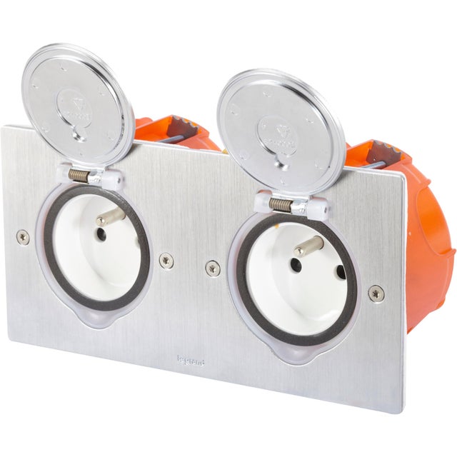 Prise Murale étanche Double Avec 2 Ports USB - Installation Intérieur/extérieur Protégée