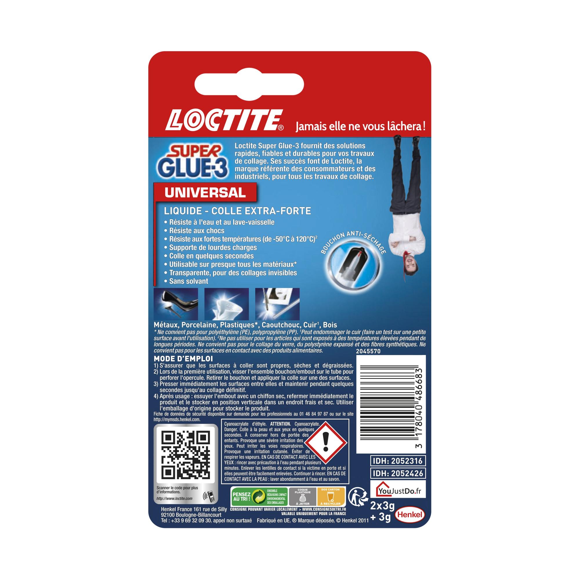 Colle glue liquide Super glue 3 LOCTITE, 9 g Leroy Merlin