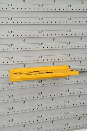 Porte 24 outils pour panneau mural jaune, l.23 x H.4.6 x P.9.5 cm