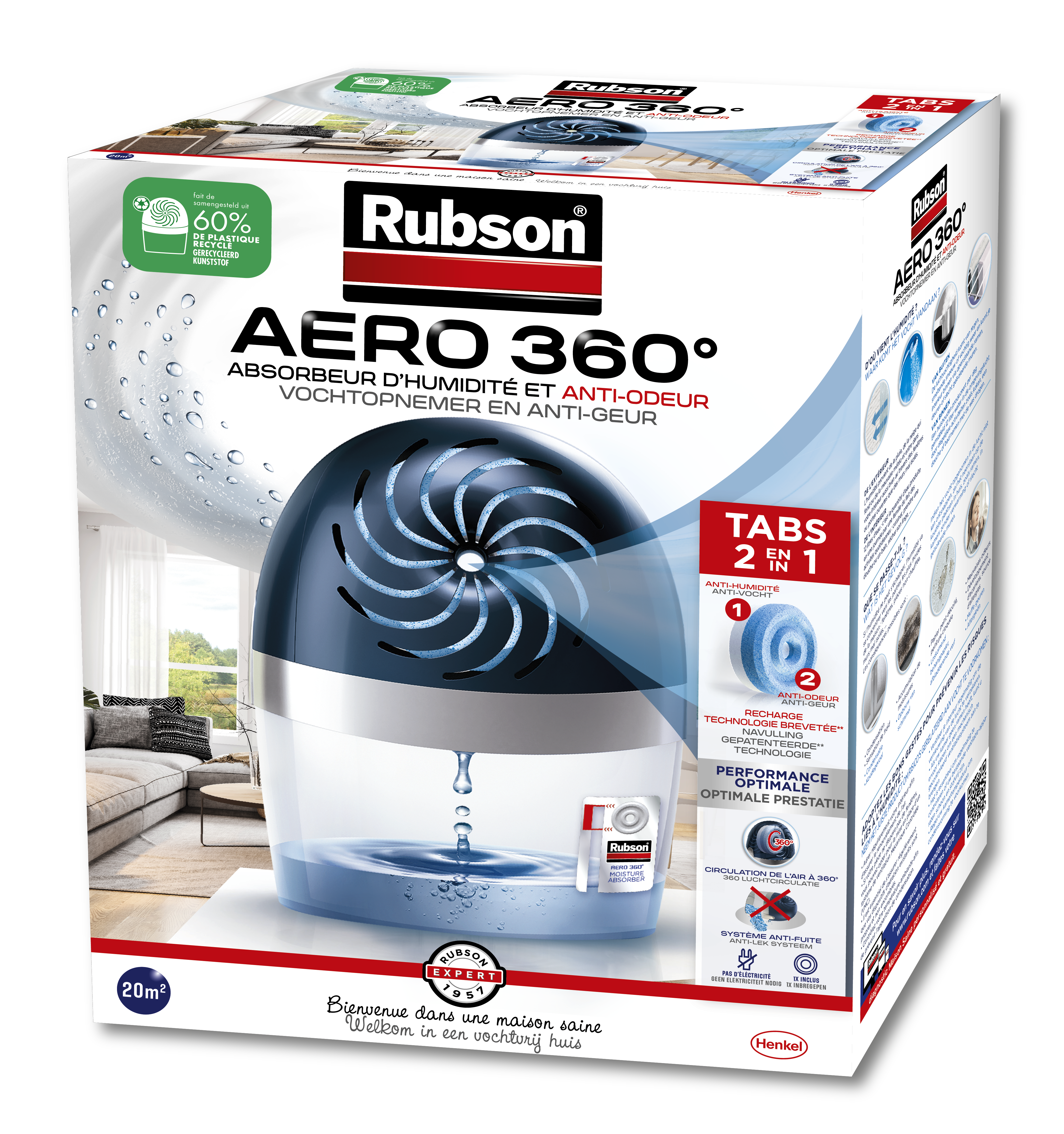 Rubson Aero 360 déshumidificateur salle de bains 450g
