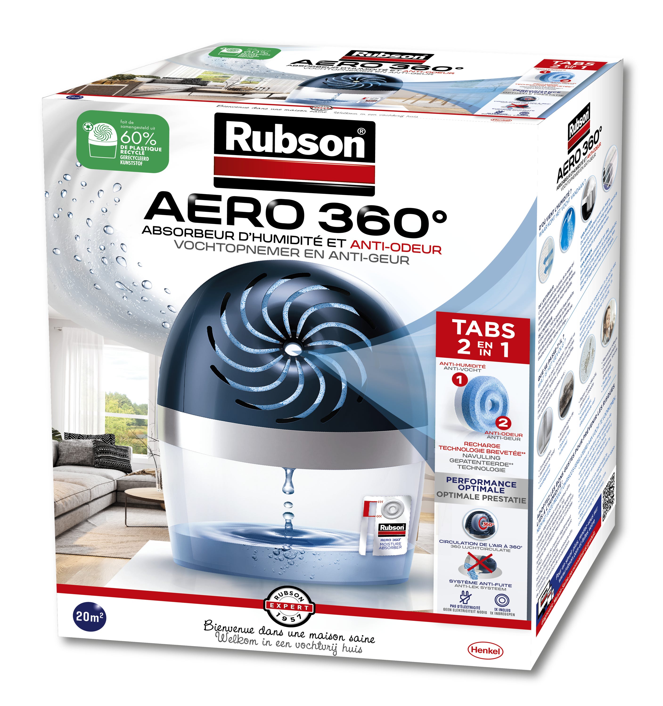 Rubson aero 360° aroma recharge en tabs à la lavande pour absorbeur  d'humidité RUBSON Pas Cher 
