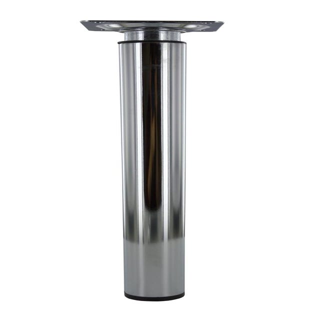 Pied meuble cylindrique réglable métal chromé gris