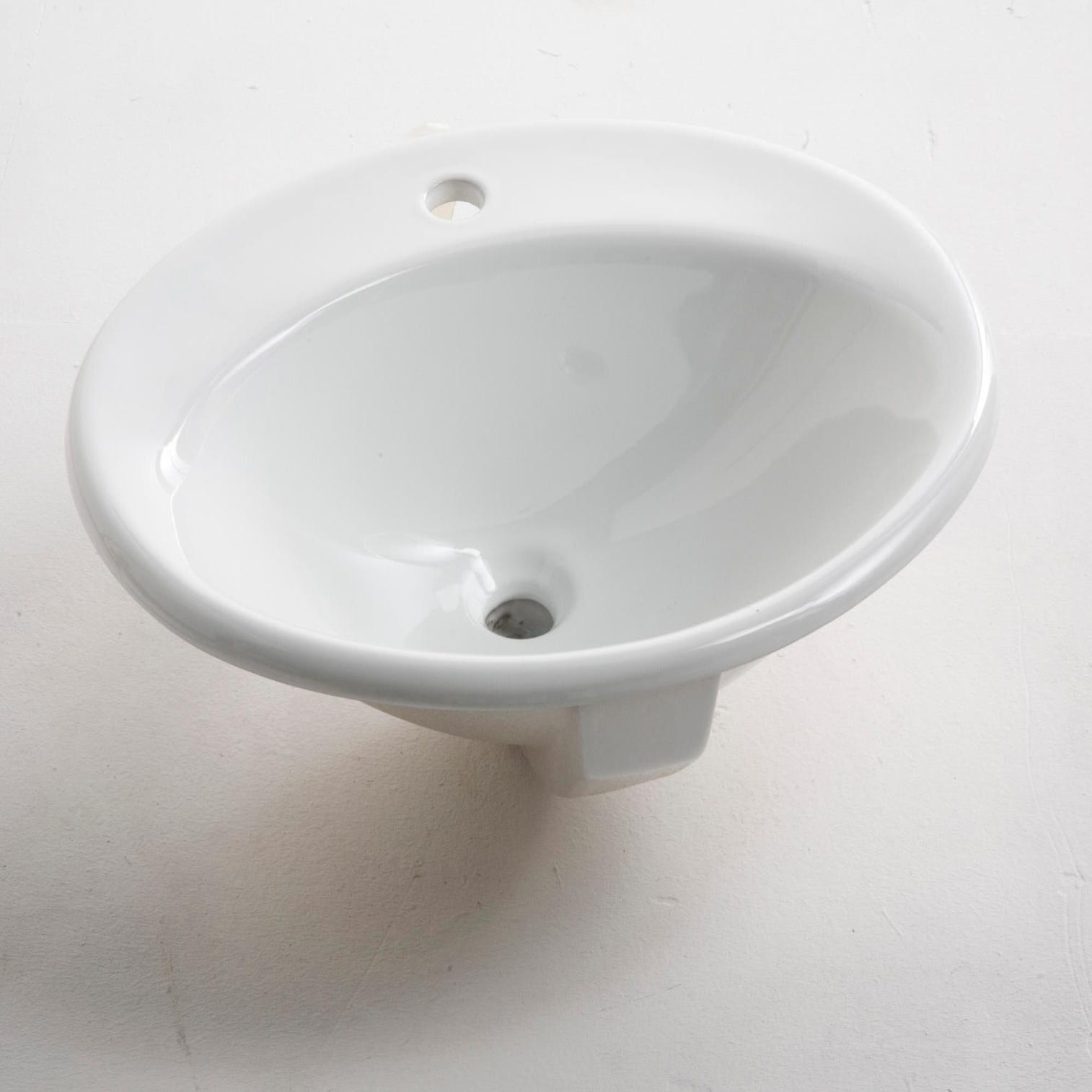 Lavabo en résine naturelle ovale encastré en céramique pour lavabo de salle  de bain : : Outils et Bricolage