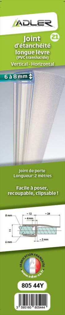 Schulte joint d'étanchéité de douche bas universel horizontal, 100 cm  recoupable, pour verre 5 mm, transparent : : Bricolage