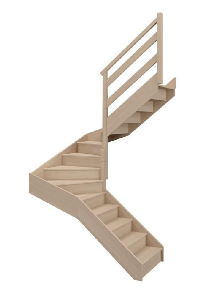 Escalier 2 4 Tournant Milieu Droit Bois Hetre Soft Wood 14 Marches Hetre L 1 Leroy Merlin