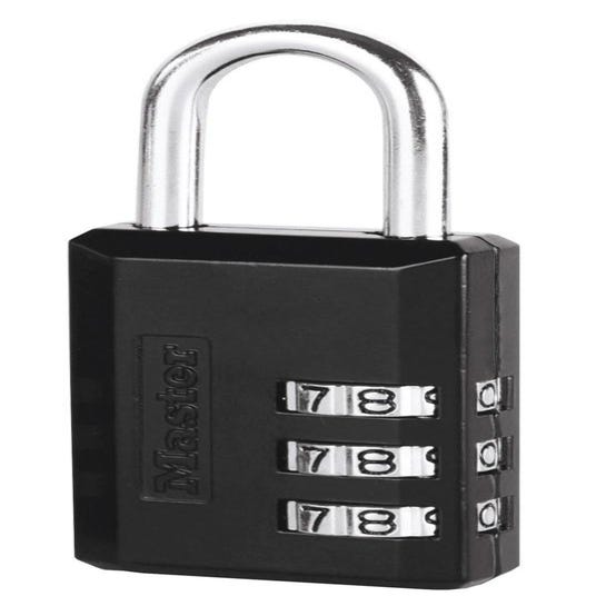 Cadenas à combinaison numérique à 3 chiffres réinitialisable Master Lock,  30 mm de largeur, noir
