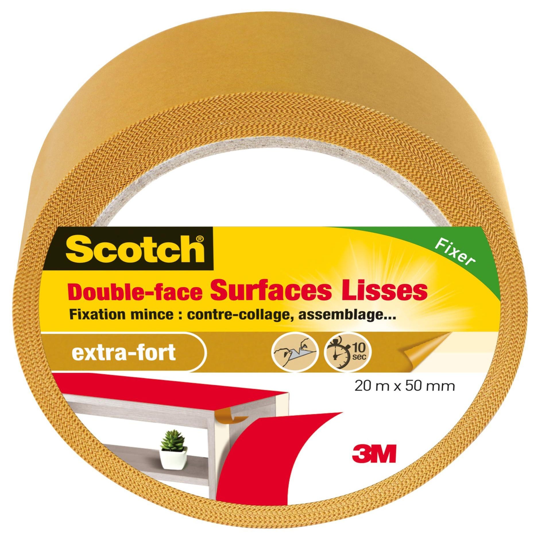Scotch Double Face Extra Fort, 1 Rouleau (10MM*10M)