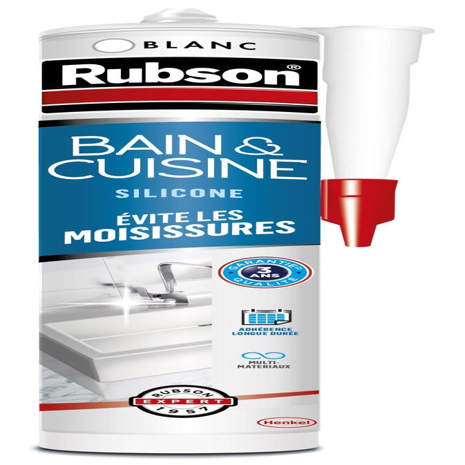 Mastic Joint Silicone Salle de bain saine blanc 280 ml par 2 - RUBSON, 681732, Peinture et droguerie