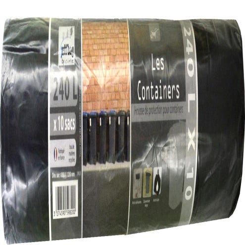 Housse de conteneur noire 240L 45µ rouleau de 10 sacs