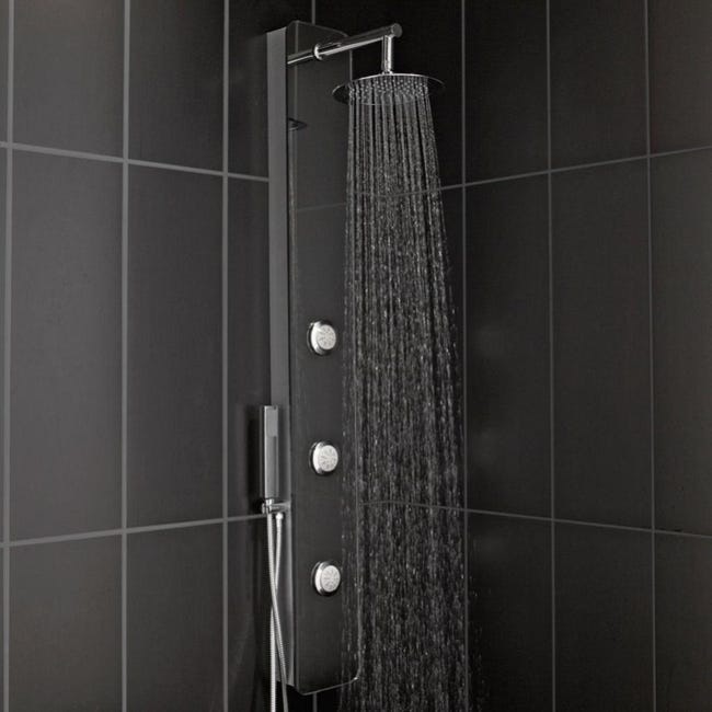 Colonne de douche hydromassante avec robinetterie, aspect miroir, Gloss  shiny