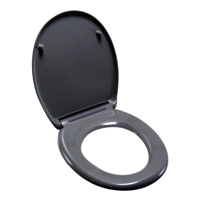 Abattant WC avec frein de chute de résine thermodurcissable Plat Noir,  design fascinant, détachable, fixation facile par en haut