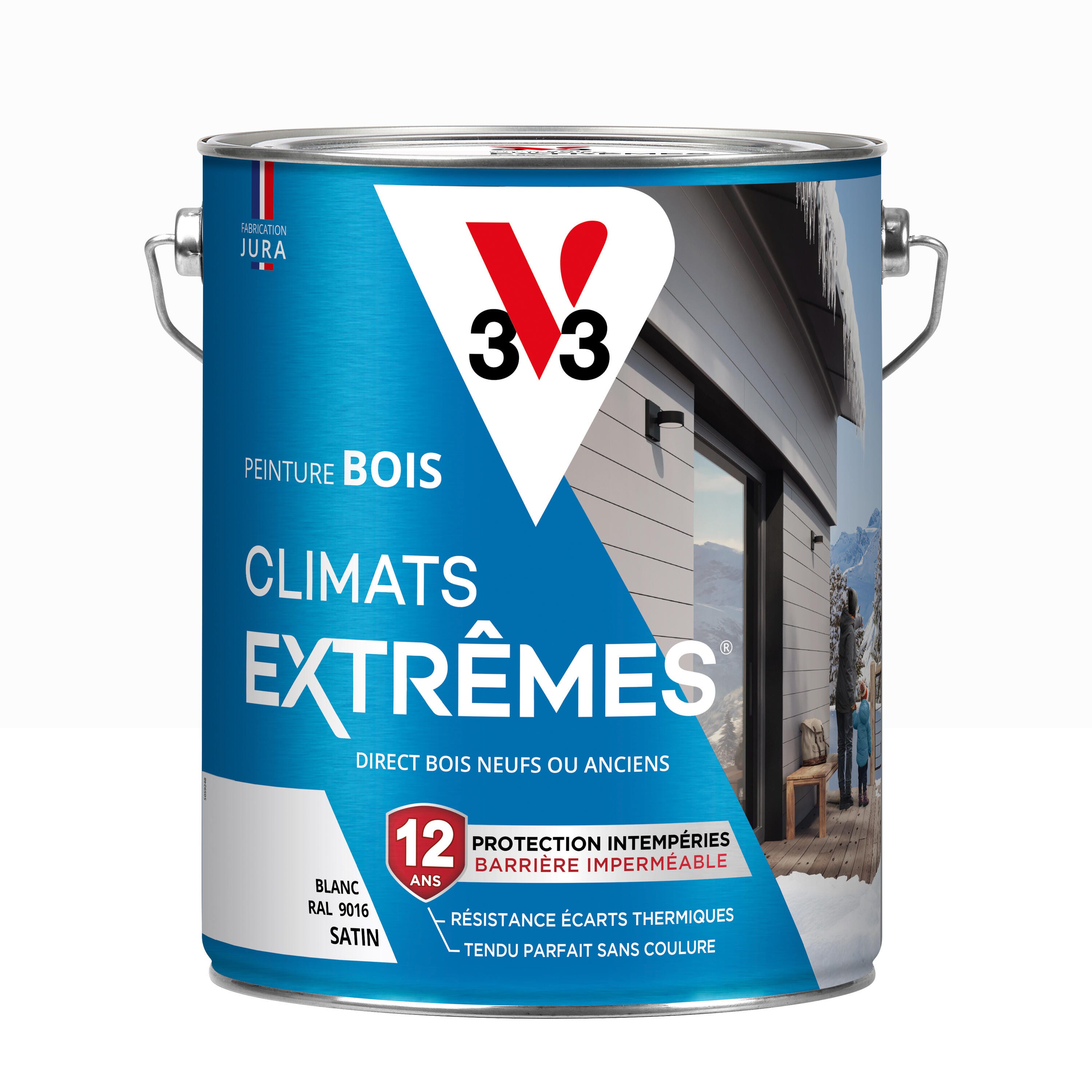 V33 Peinture bois extérieur Climats extrêmes® V33, gris galet satin