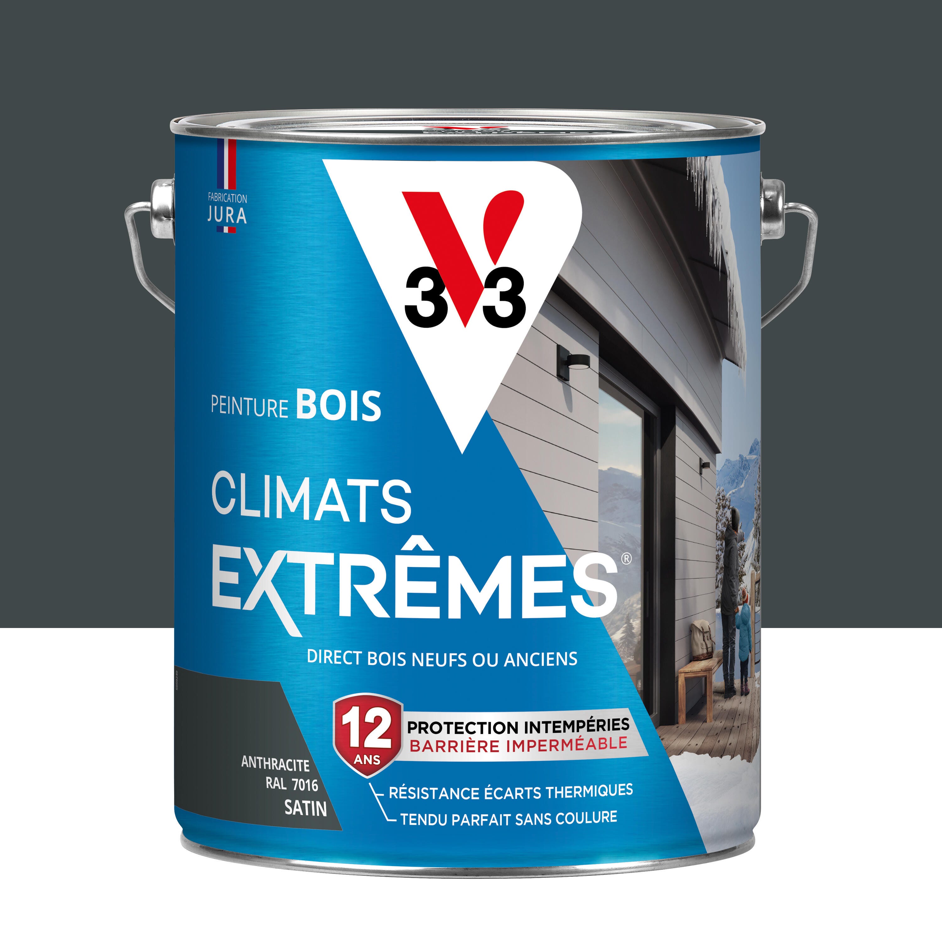 Peinture extérieure bois Climats extrêmes® V33 anthracite satiné 5l