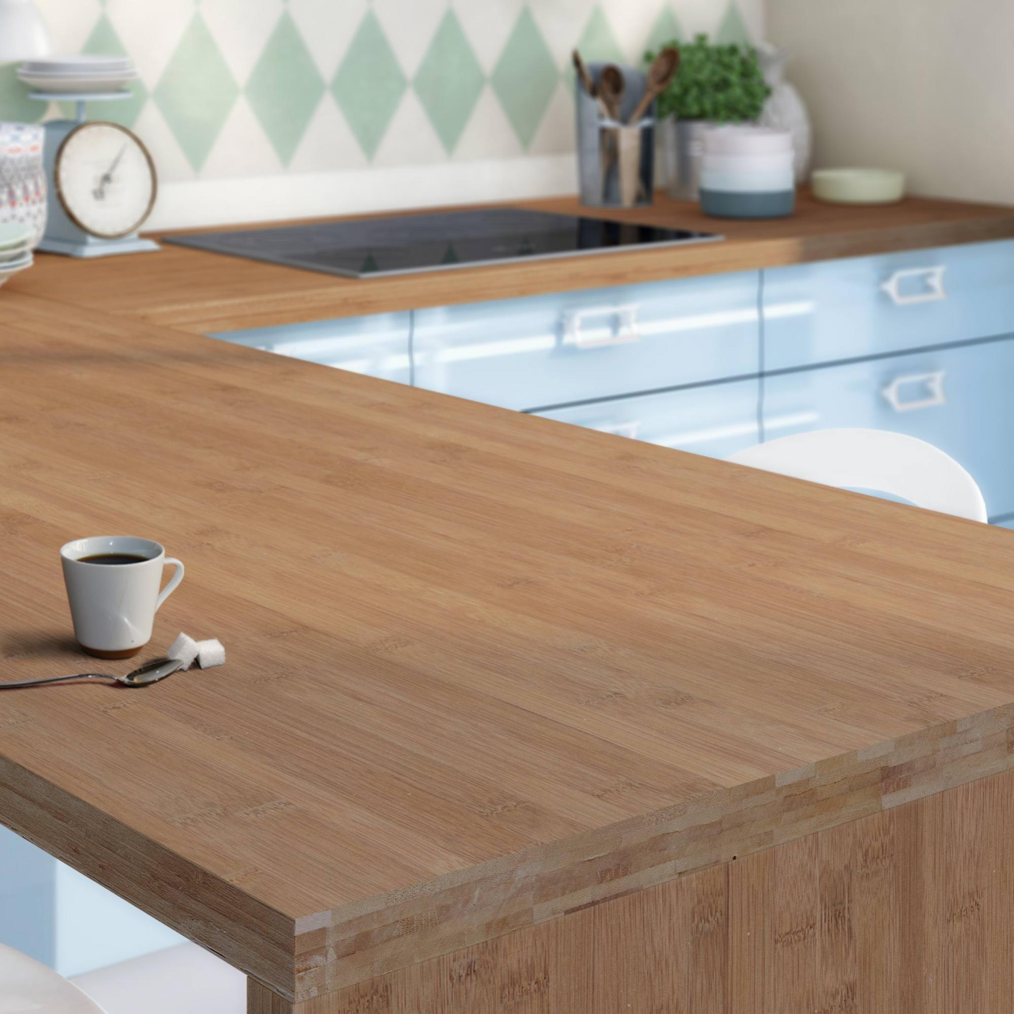 Plan de travail surmesure bambou, Ep.38 mm Leroy Merlin