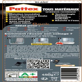PATTEX Colle Fixation Tous Matériaux , colle transparente, colle polymère  pour fixation en intérieur et extérieur- Cartouche 290 g