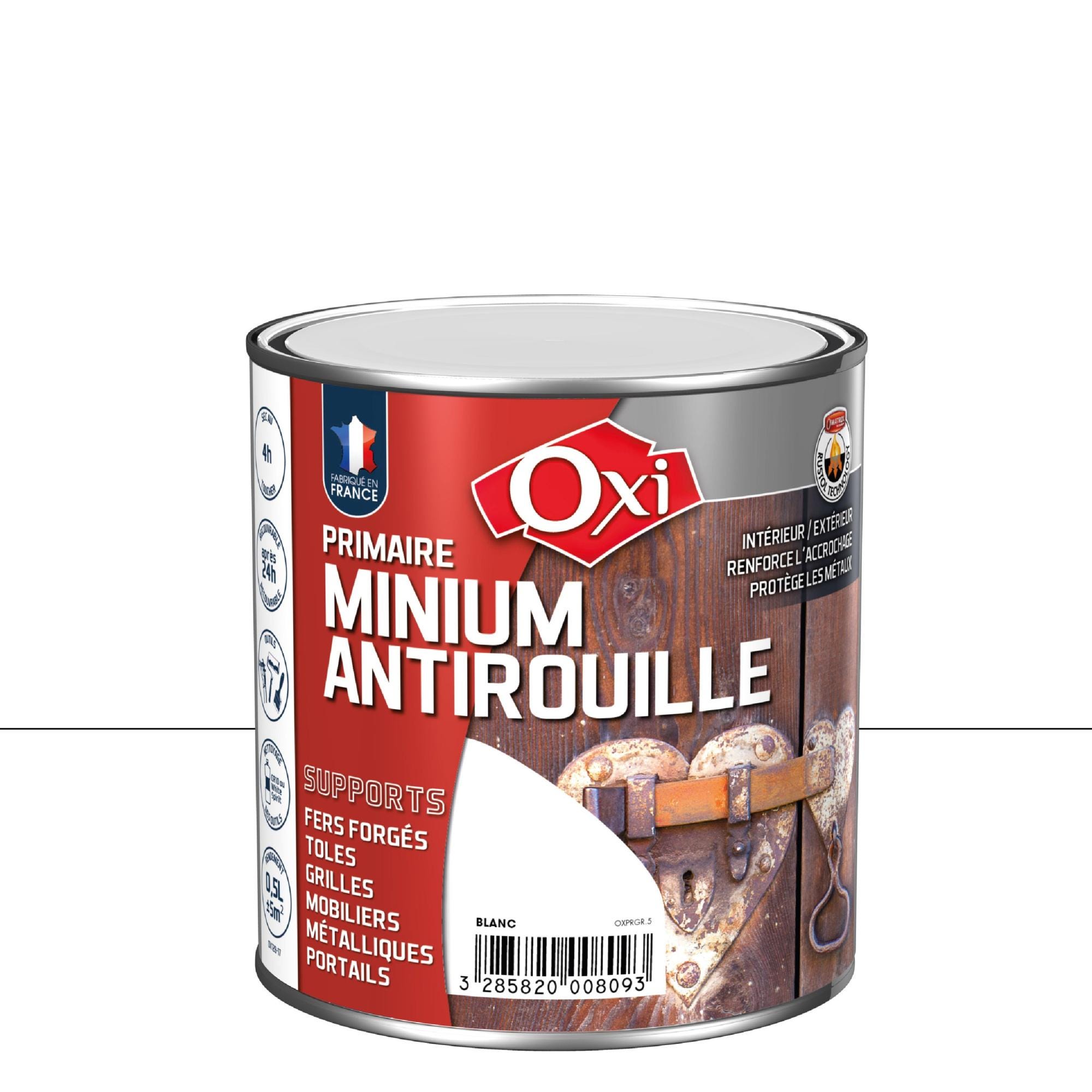 Primaire antirouille intérieur / extérieur Minium OXI, gris, 0.5 l