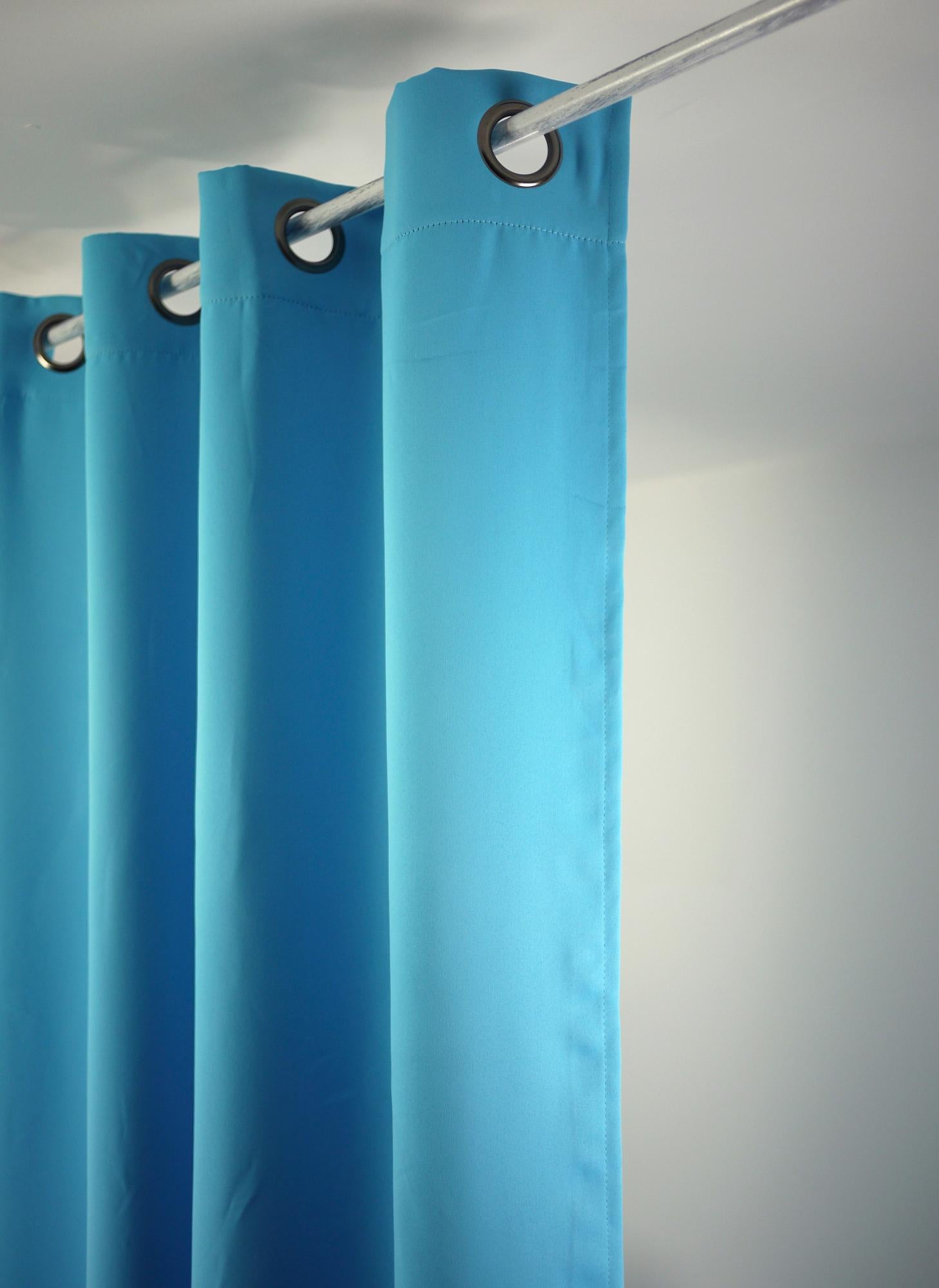 Rideaux Occultants 2 Panneaux 140x240 Cm - Jaune/Bleu Rayures Ondulées, Tissu Polyester, Œillets, Pour Chambre/Salon - 2