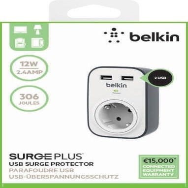Belkin multiprise parafoudre - 6 prises - 1 port USB-C + 1 port