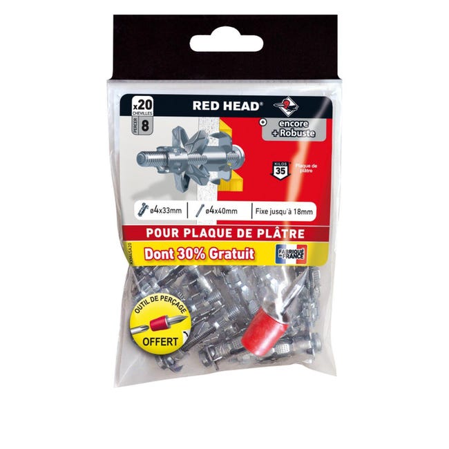 10 Chevilles tous support FRAPEX M D.8x90mm. RED HEAD | Les trouvailles 10 Chevilles tous support FRAPEX M D.8x90mm. RED HEAD | Les trouvailles