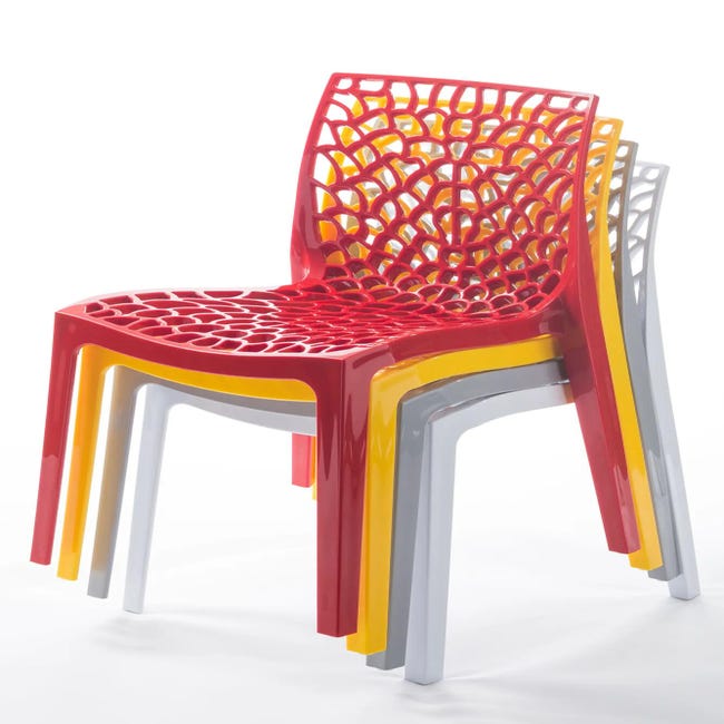 Chaise de jardin Grafik en résine injectée rouge