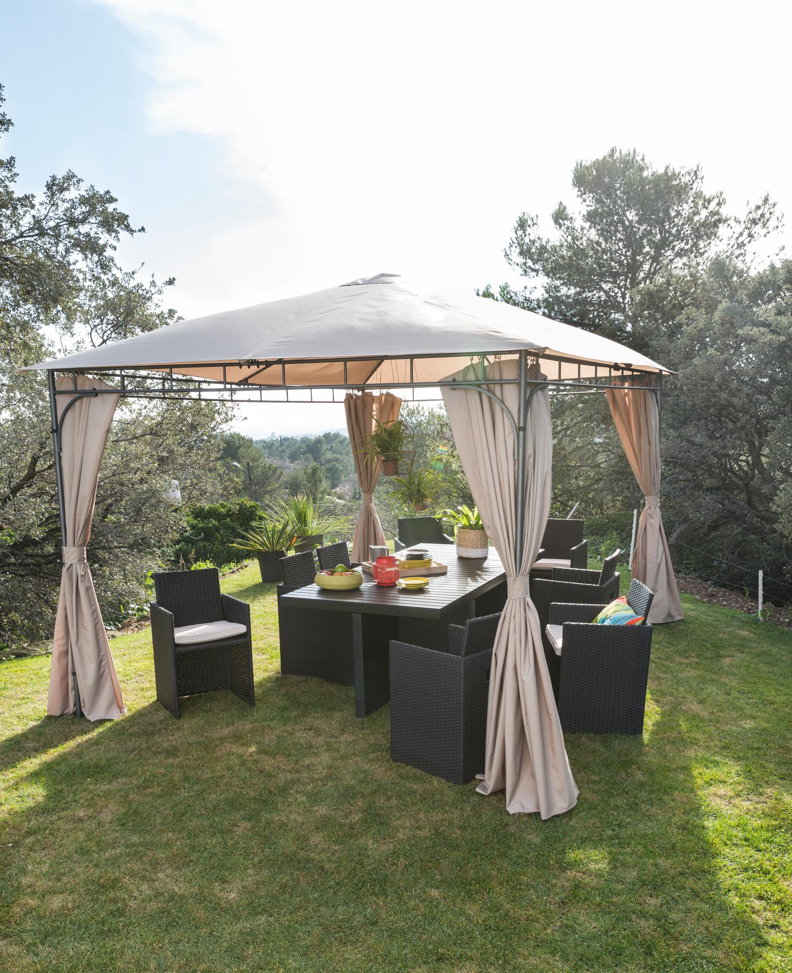 Tonnelle autoportant NATERIAL Komo acier gris foncé, 12 m² | Leroy Merlin