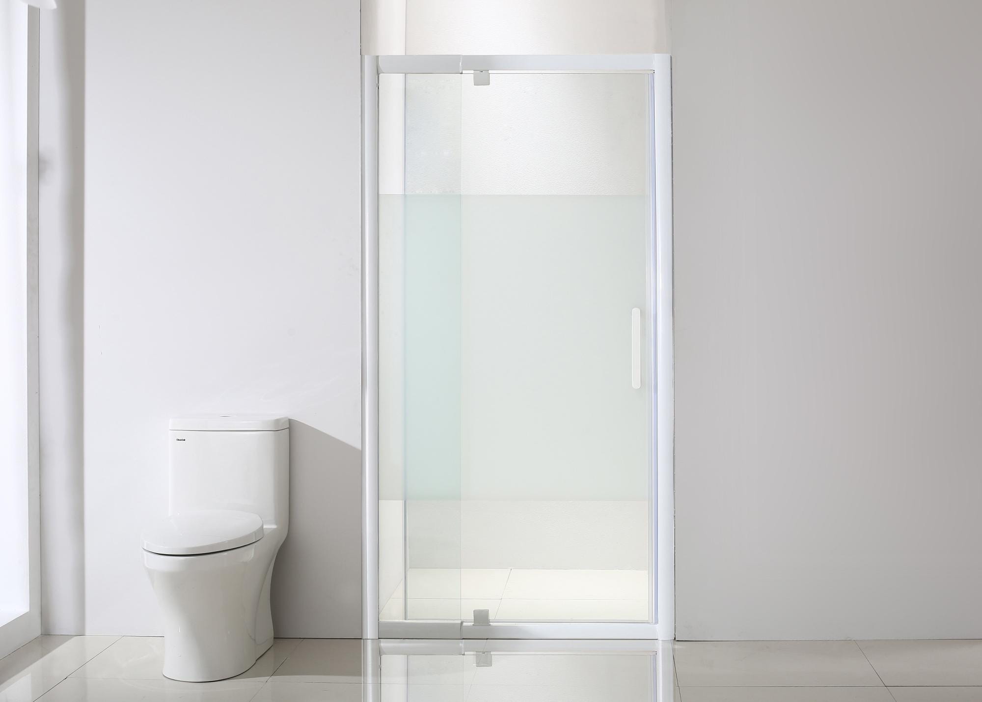 Porte de douche pivotante sérigraphié, blanc 120 cm, Quad | Leroy Merlin
