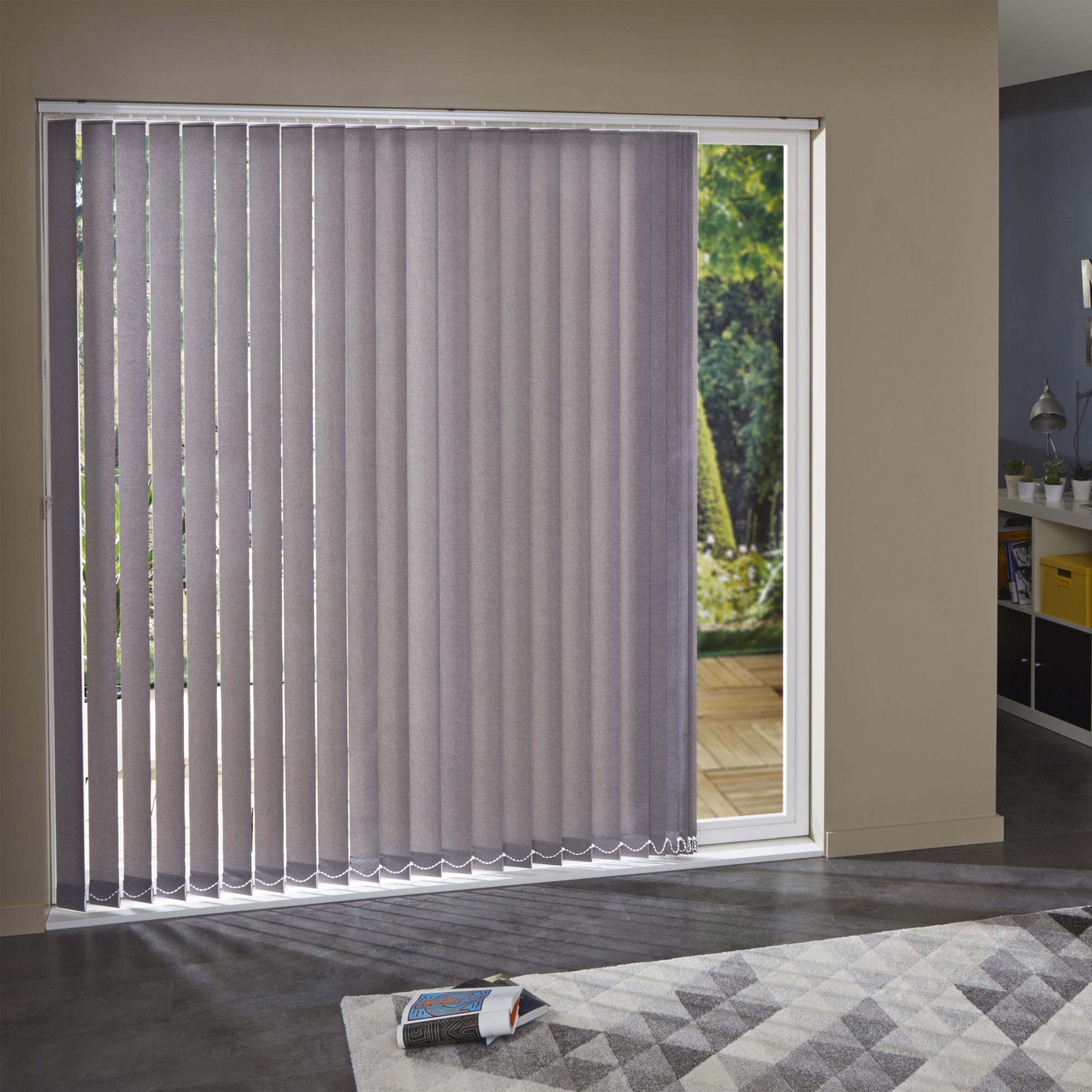 5 lamelles verticales orientables Tissage 3d, gris, l.40 x H.260 cm